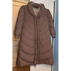 Vintage Gallery Down Mauve Long Coat Jacket Zippered Front Size Medium